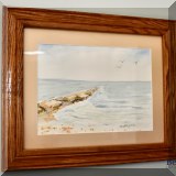 A07. Framed beach watercolor. 